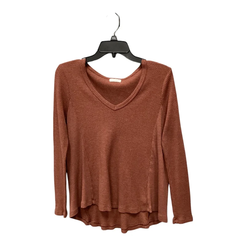 Top Long Sleeve By T.la In Brown, Size: Xs