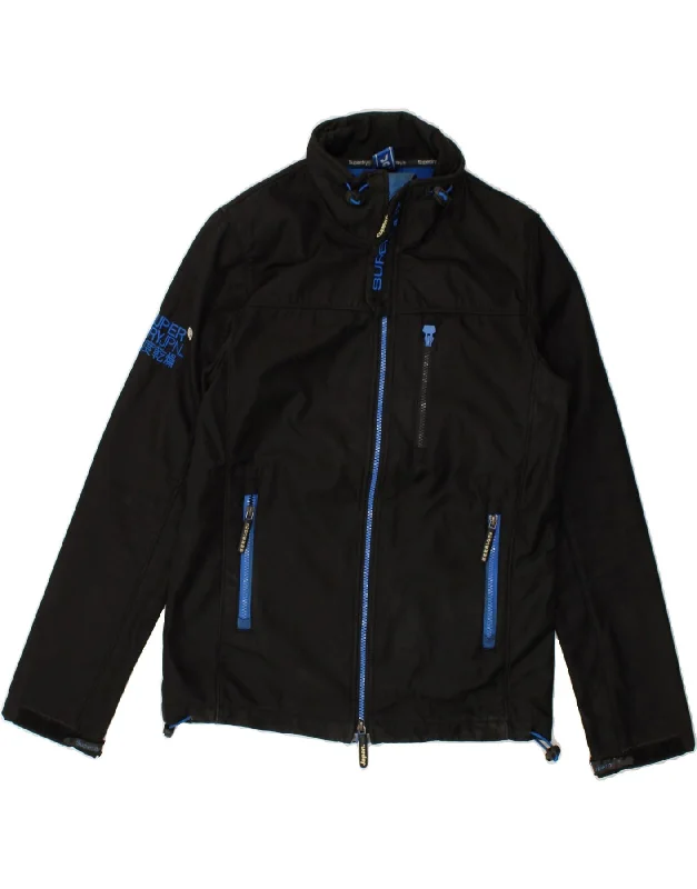 SUPERDRY Mens The Windtrekker Windbreaker Jacket UK 38 Medium Black Nylon