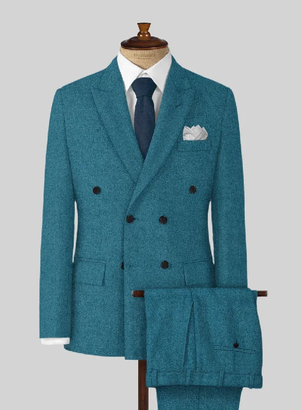 Naples Teal Blue Tweed Suit