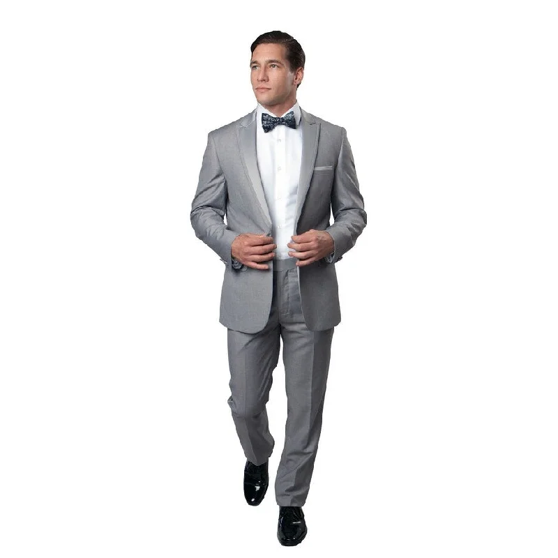 Quality Tuxedos / 2PC Slim Fit / Grey on Grey Prom Tuxedo Suit