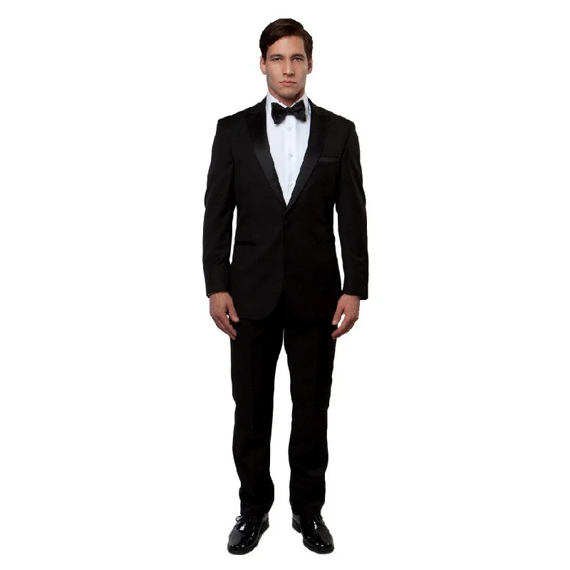 Quality Tuxedos / 2PC Slim Fit Satin Peak Lapel / Prom Tuxedo Suit