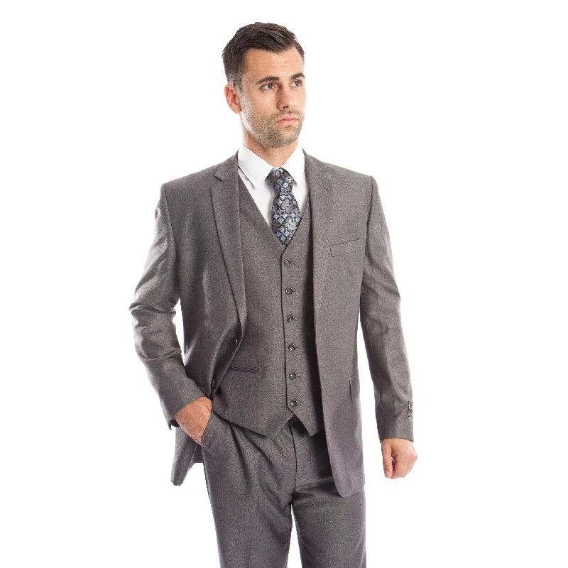 Men's Suit 3 Pieces Modern Fit Solid Two Button Suit