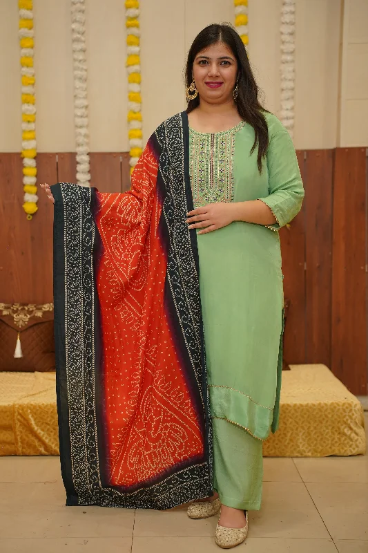 Meadow Green Silk Suit Set