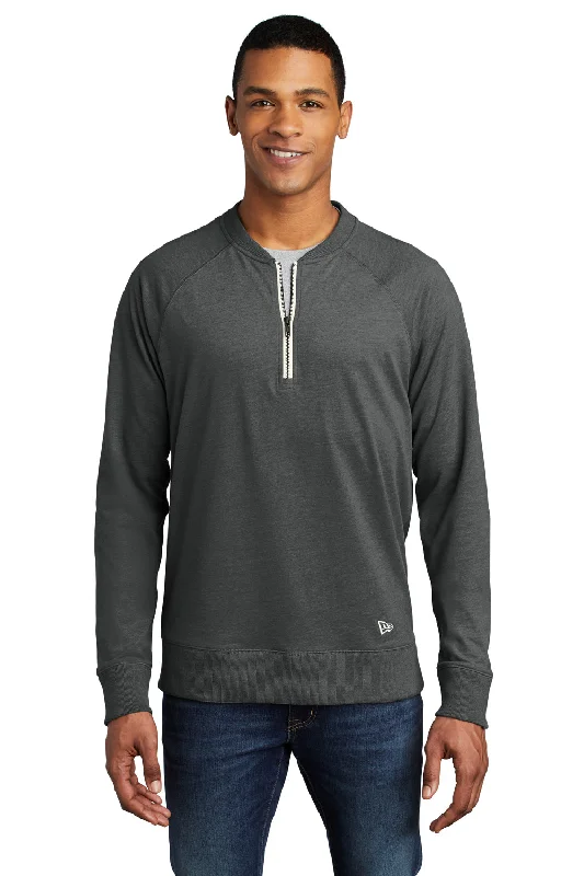 New Era Mens Sueded 1/4 Zip Sweatshirt - Heather Black - Closeout