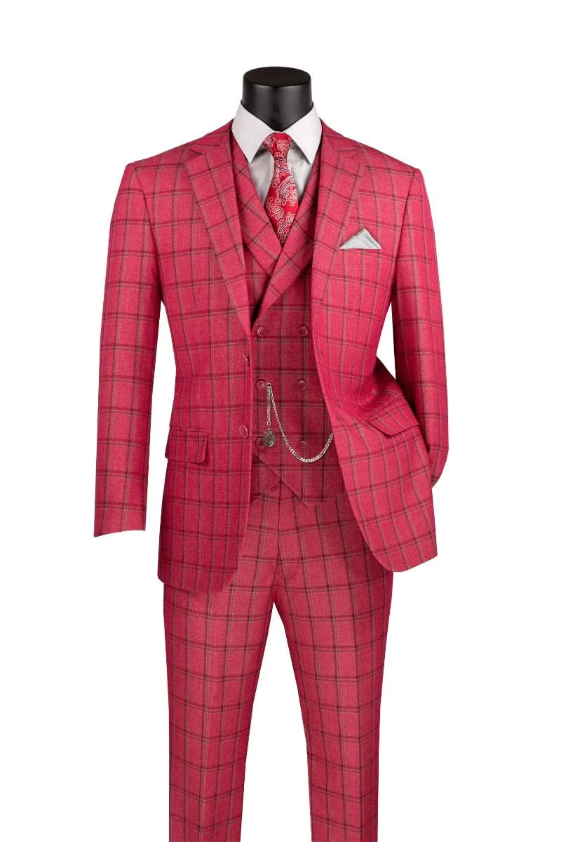 Vinci Men Suit MV2W-4C-Raspberry