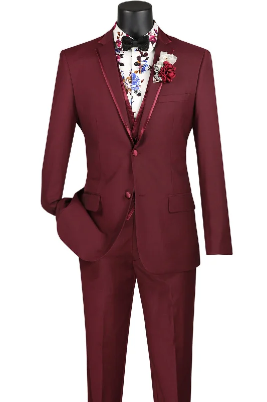 Vinci Men Suit SV2T-8C-Burgundy