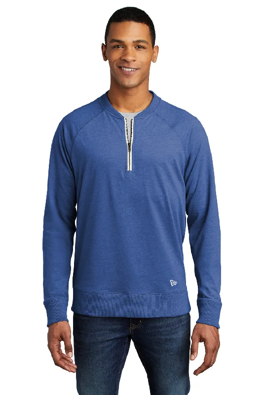 New Era Mens Sueded 1/4 Zip Sweatshirt - Heather Royal Blue - Closeout