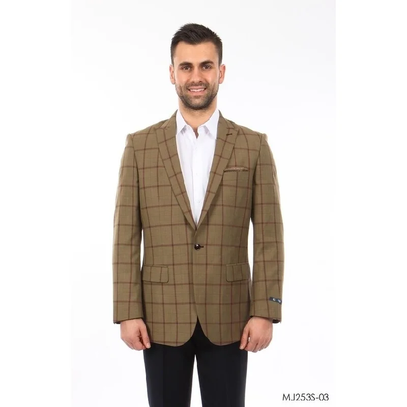 Mens Windowpane Peak Slim Fit Blazer Stylish Mens Blazer Jackets