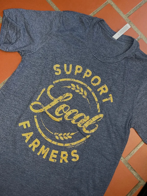 Support Local Farmers Graphic Tee - Heathered Navy