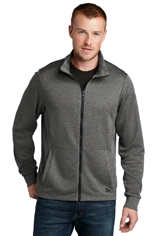 New Era Mens Performance Terry Full Zip Sweatshirt w/ Pockets - Heather Graphite Grey - Closeout