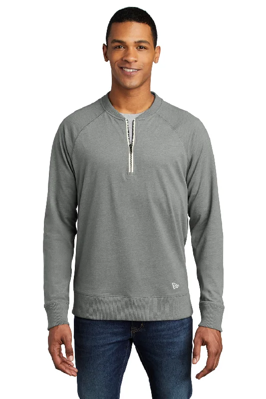 New Era Mens Sueded 1/4 Zip Sweatshirt - Heather Shadow Grey - Closeout