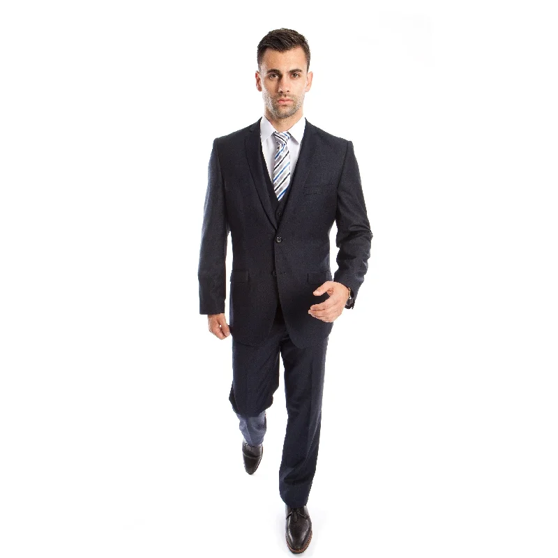 Men's Suit 3 Pcs. Slim Fit Solid Slanted Pocket Suit