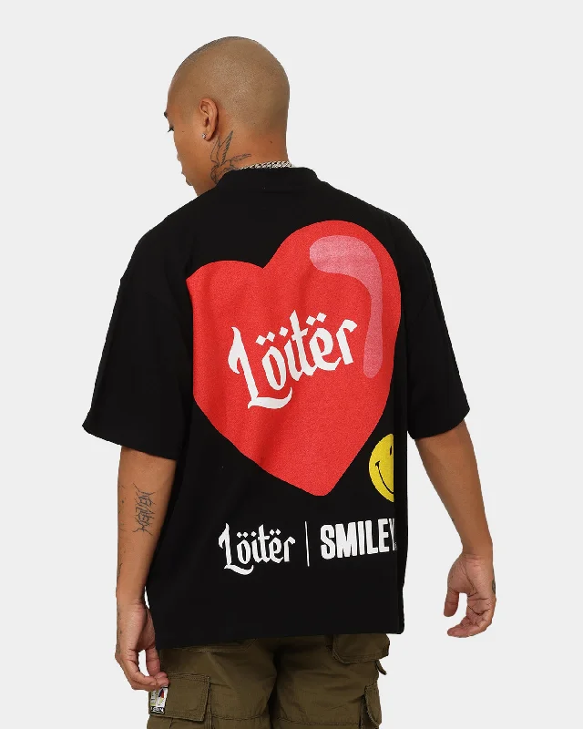 Loiter X Smiley I Heart Loiter T-Shirt Black