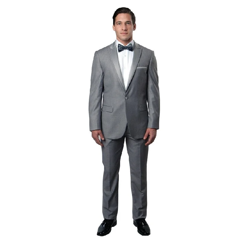 Quality Tuxedos / 2PC Slim Fit / Grey on Grey Prom Tuxedo Suit