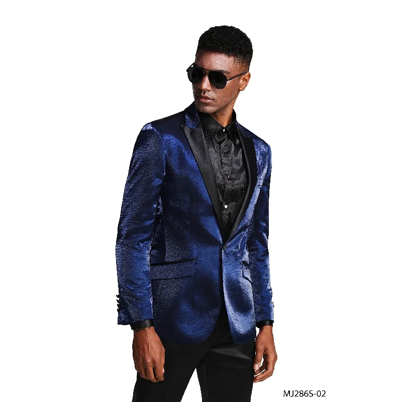 Fashion Jacket Solid Satin Peak Slim Fit Stylish Blazer Jackets