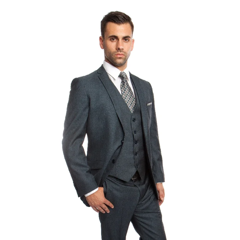 Men's Suit 3 Pieces Slim Fit Window Pane Notch Lapel Suit