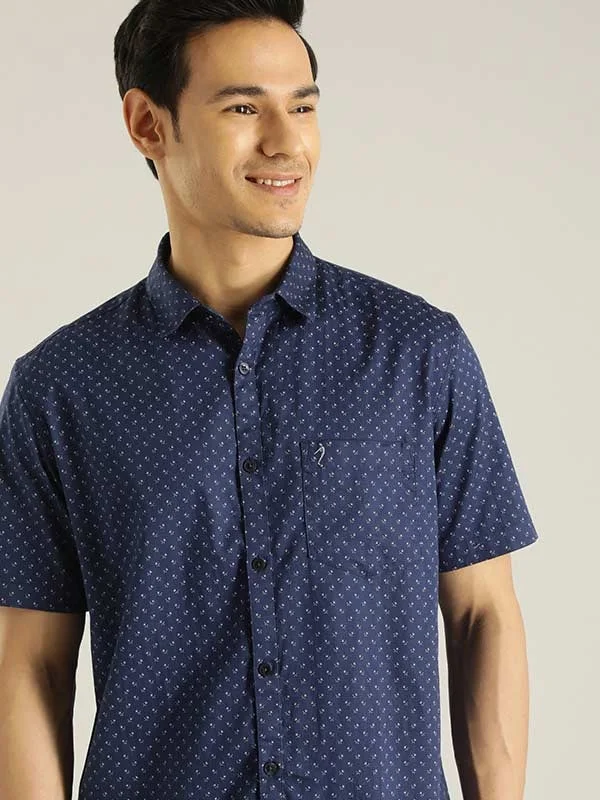 Men Printed Half Sleeve Cotton Shirt