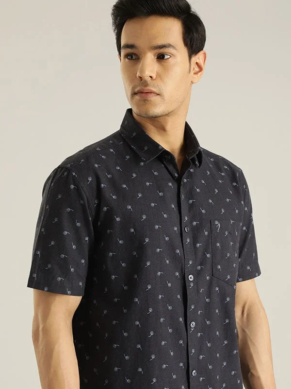 Men Printed Half Sleeve Cotton Shirt