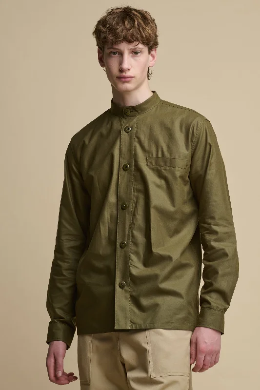 Men's George Lightweight Collarless Overshirt - Olive