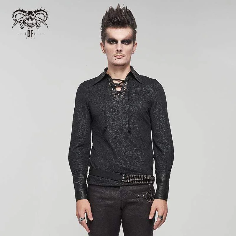 Men's Gothic Turn-down Collar Strappy Shirt