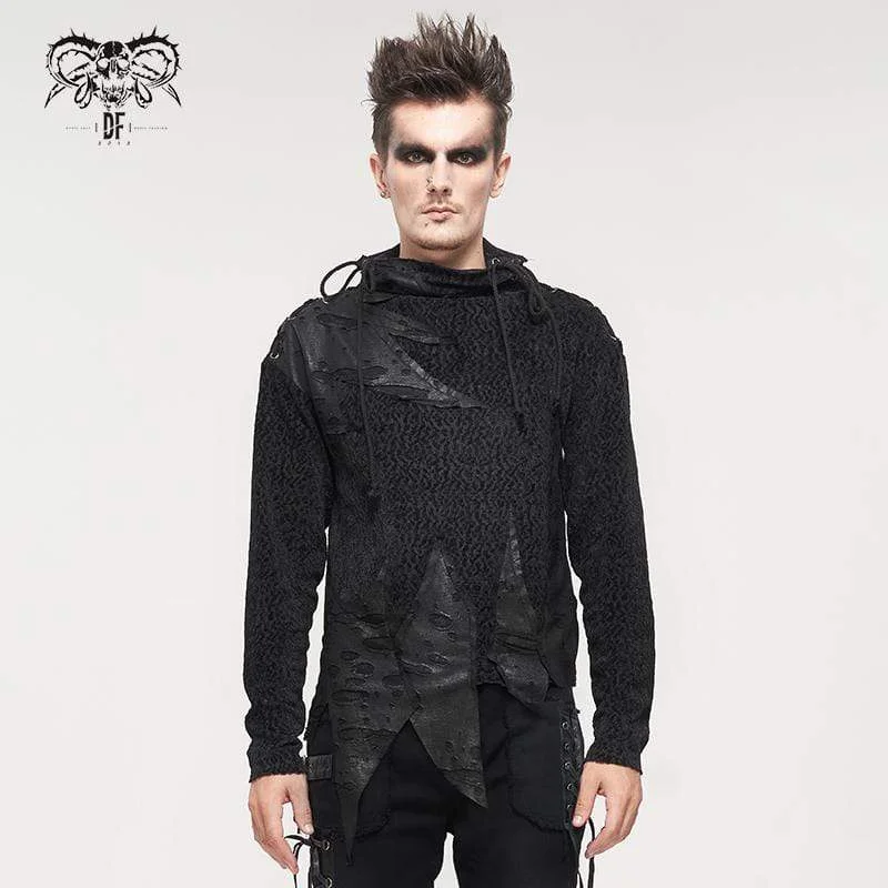 Men's Gothic Turtleneck Strappy Irregular Shirt