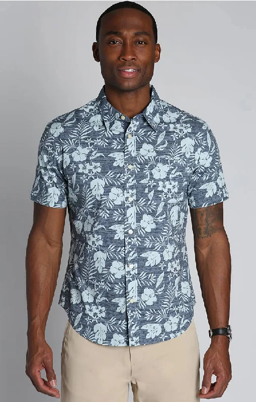 Print Stretch Poplin Short Sleeve Shirt