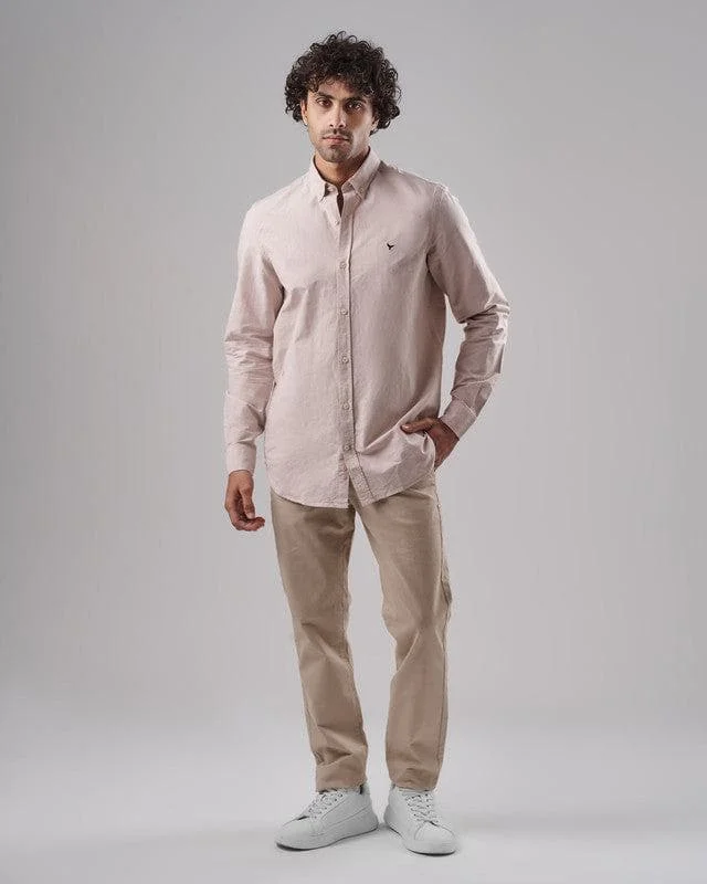 SLIM-FIT OXFORD SHIRT  - BEIGE