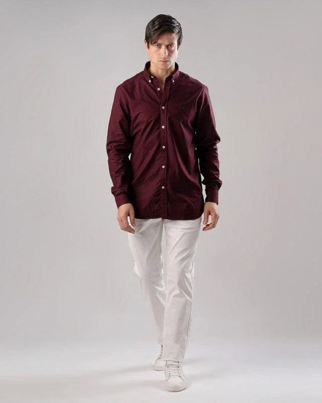 SLIM-FIT OXFORD SHIRT  - WINE