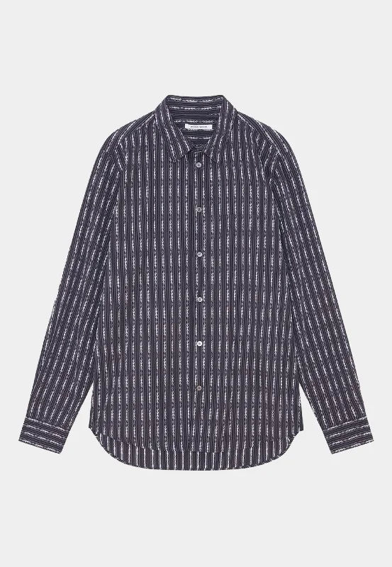 WOOD WOOD Timothy Tattoo Stripe Shirt Black stripes